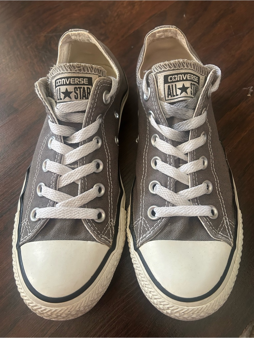 Converse Gray Low Top All Star Sneakers with White Laces